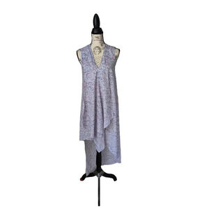BCBGMaxazria Sleeveless V-Neck Ruffle Hi-Low Asymmetrical Purple Midi Dress XS